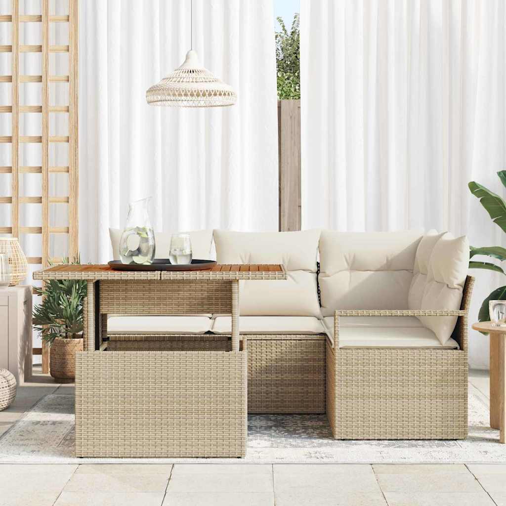 Gartensofa-set 5 stk. 4-Sitzanzahl Beige und Creme