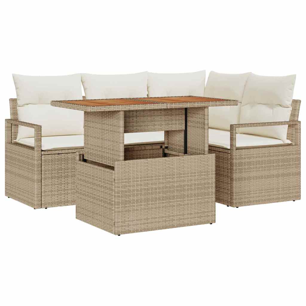 Gartensofa-set 5 stk. 4-Sitzanzahl Beige und Creme
