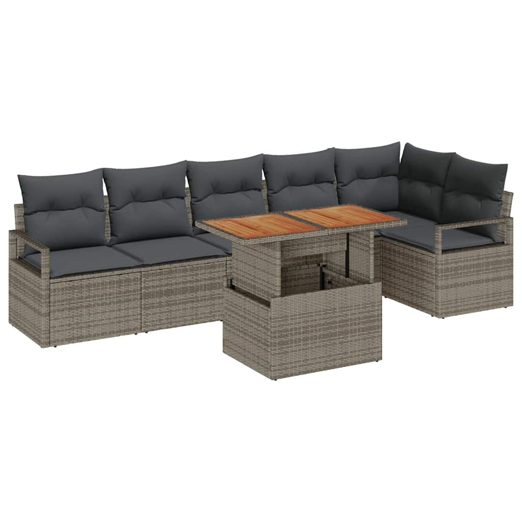 Gartensofa-set 7 stk. 6-Sitzanzahl Grau Poly-Rattan