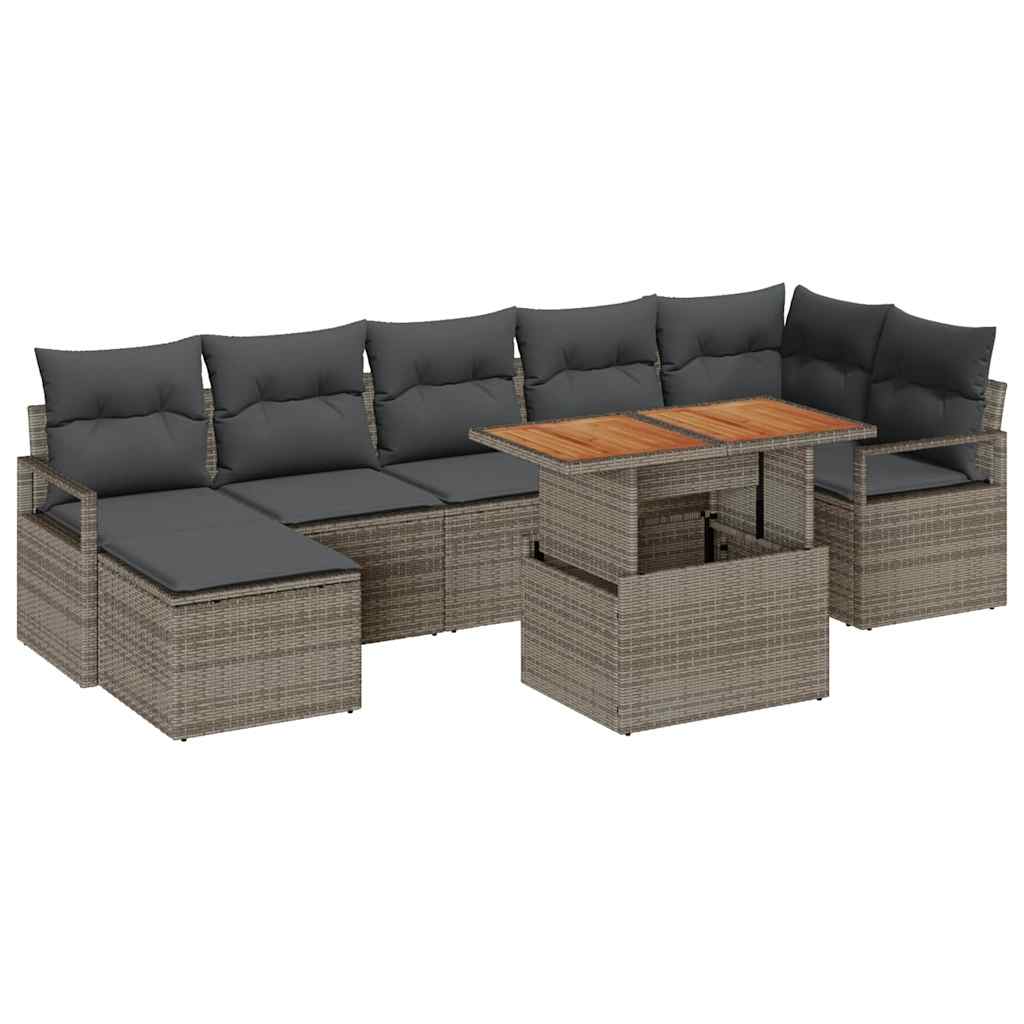 Garten Essgruppe mit Kissen 8 pcs Grau und Braun