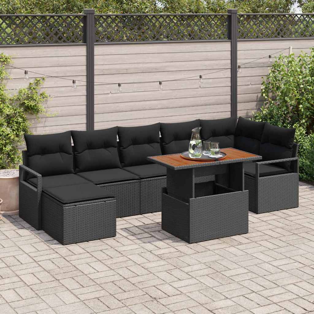 Gartensofa-set 8 stk. Schwarz und Braun