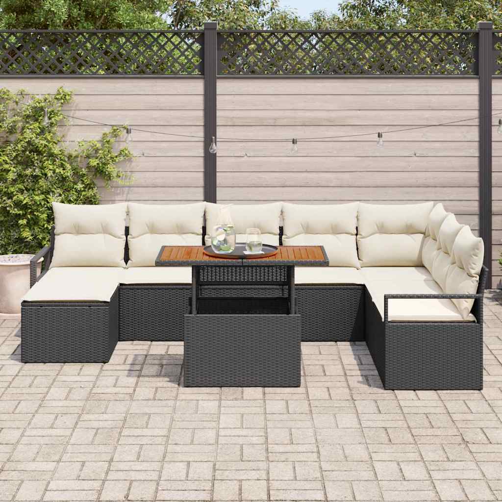 Gartensofa-set 9 stk. Schwarz