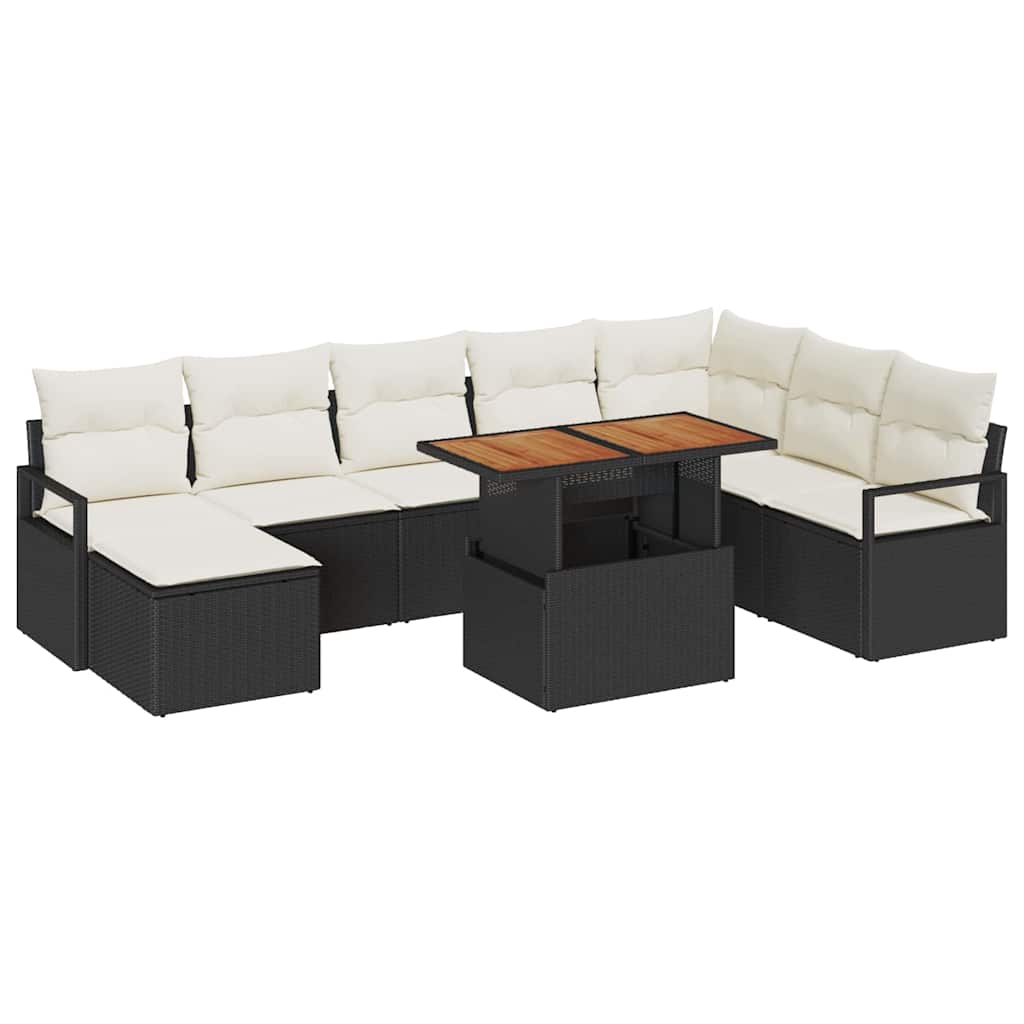 Gartensofa-set 9 stk. Schwarz