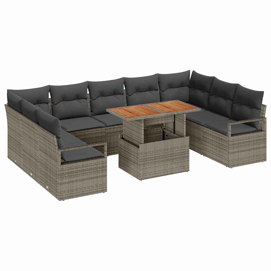 Gartensofa-set 10 stk. 9-Sitzanzahl Grau und Braun
