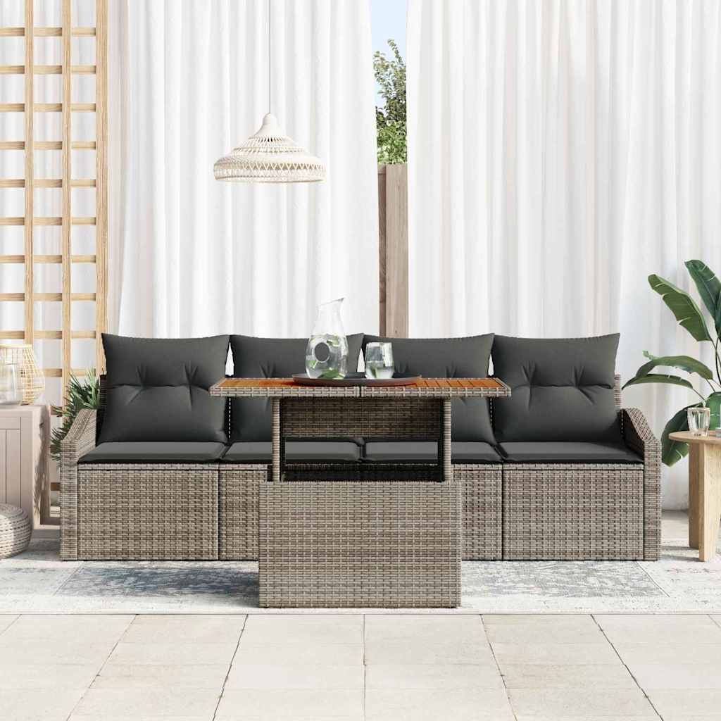 Gartensofa-set 5 Stk. Grau Poly Rattan
