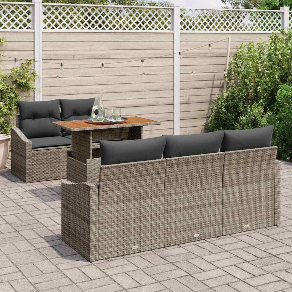 Gartensofa-set 6 Stk. Grau und Braun
