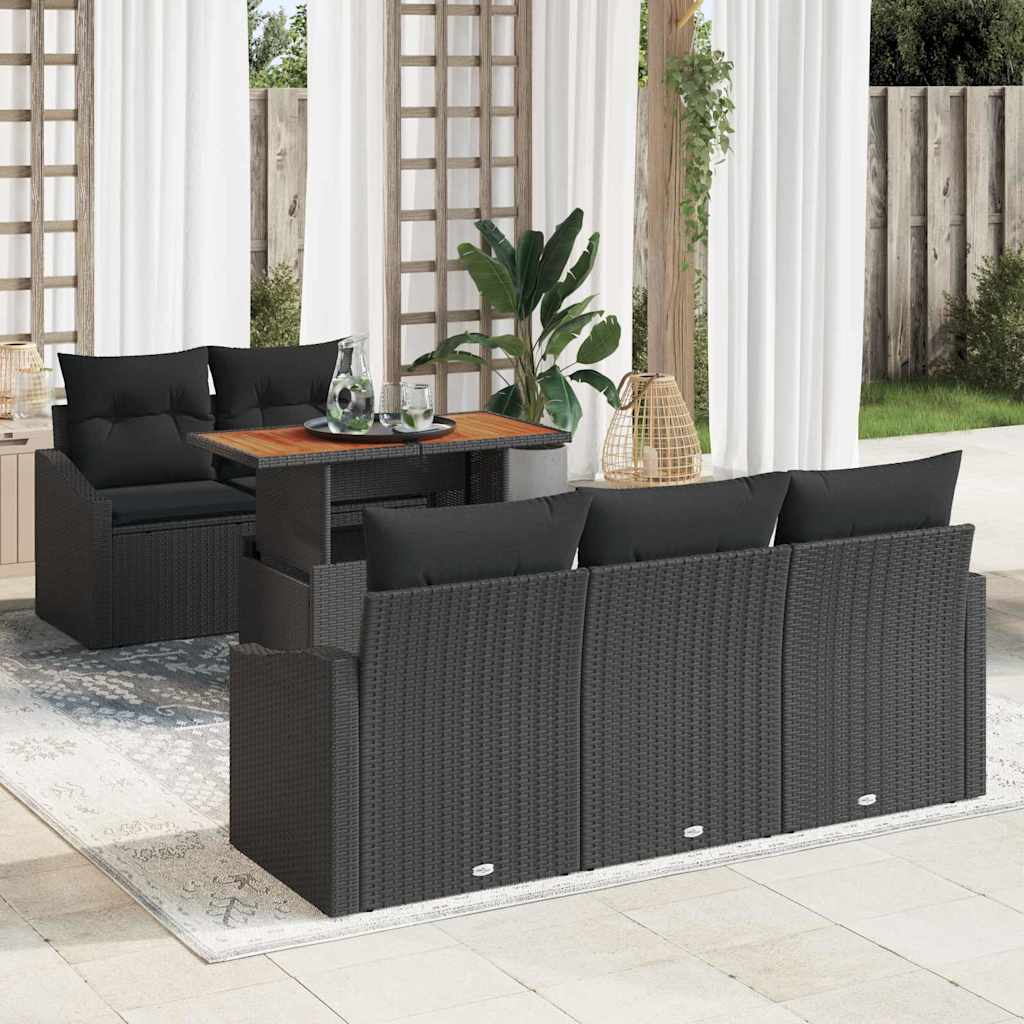 Gartensofa-set 6 Stk. Schwarz und Braun
