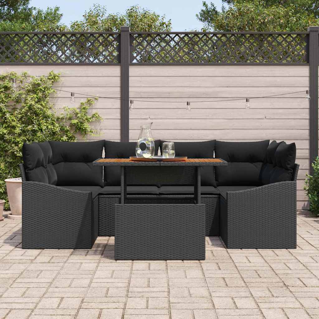 Garten Essgruppe mit Kissen 7 pcs Schwarz und Braun