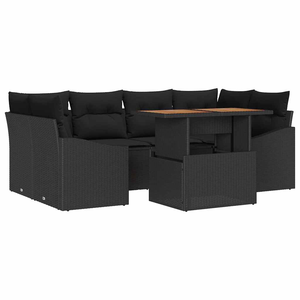 Garten Essgruppe mit Kissen 7 pcs Schwarz und Braun