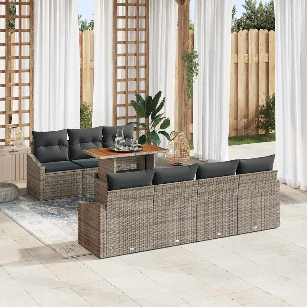 Garten Essgruppe mit Kissen 8 pcs Grau und Braun