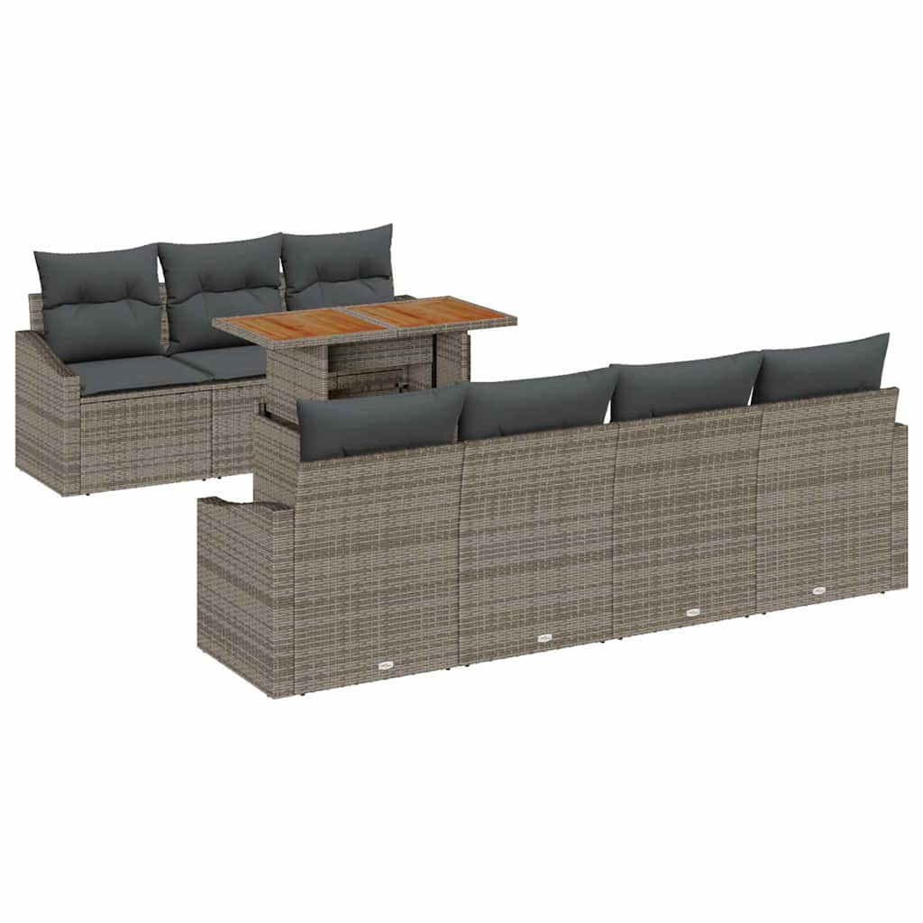 Garten Essgruppe mit Kissen 8 pcs Grau und Braun