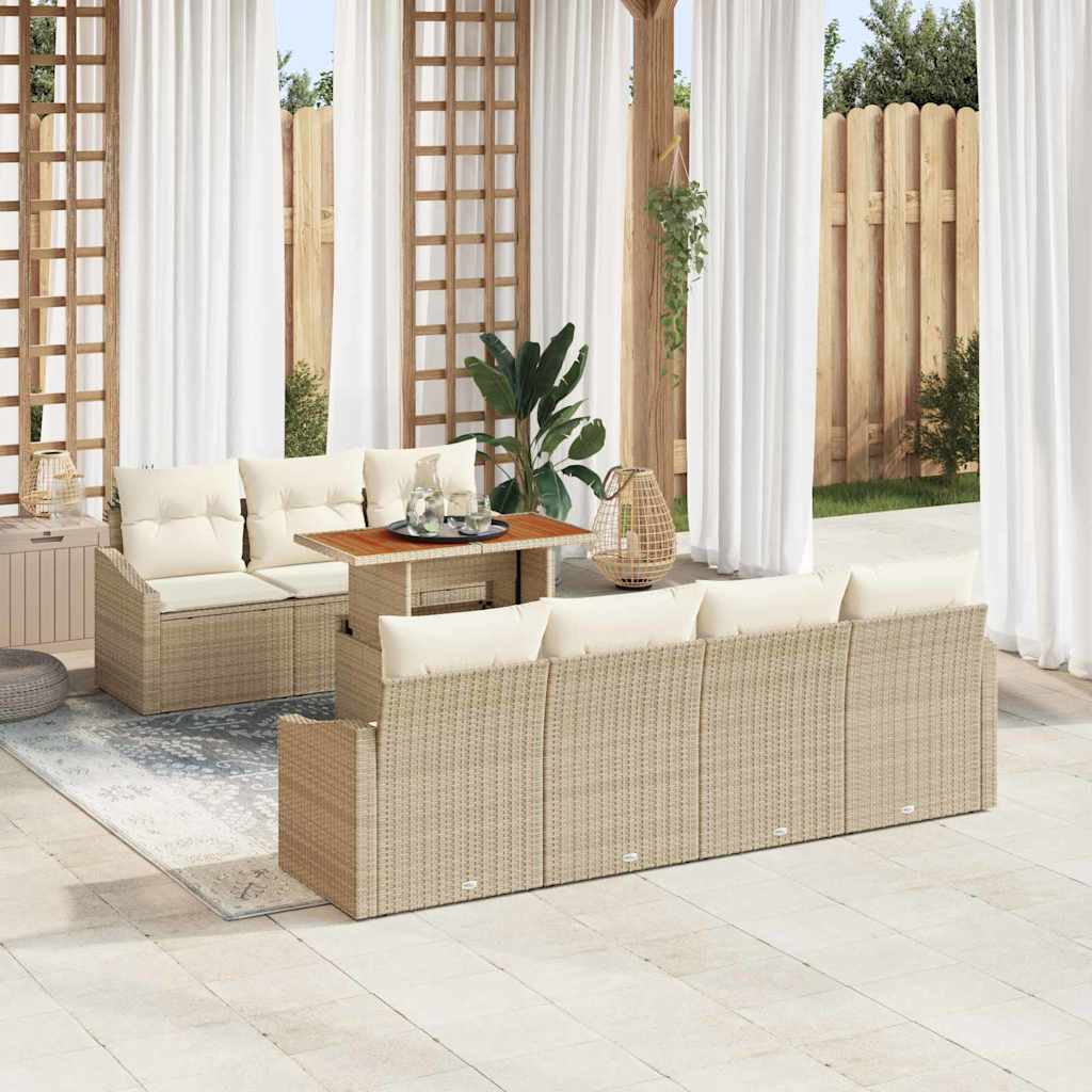 Gartensofa-set 8 Stk. Beige und Creme