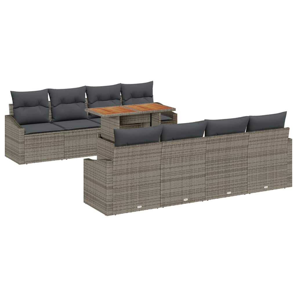 Garten Essgruppe mit Kissen 9 pcs Grau und Braun