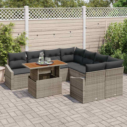 Gartensofa-set 9 Stk. Grau und Braun