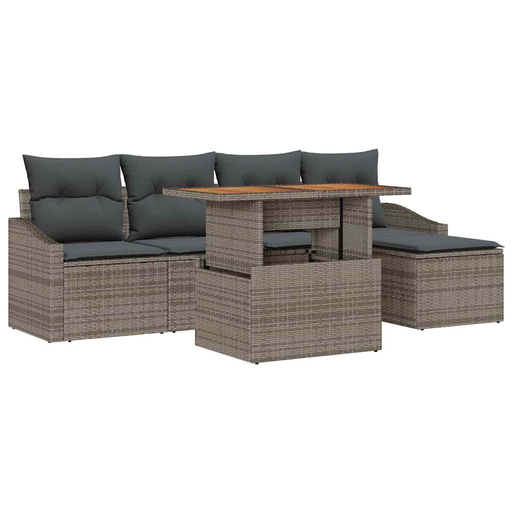 Gartensofa-set 6 Stk. Grau und Braun