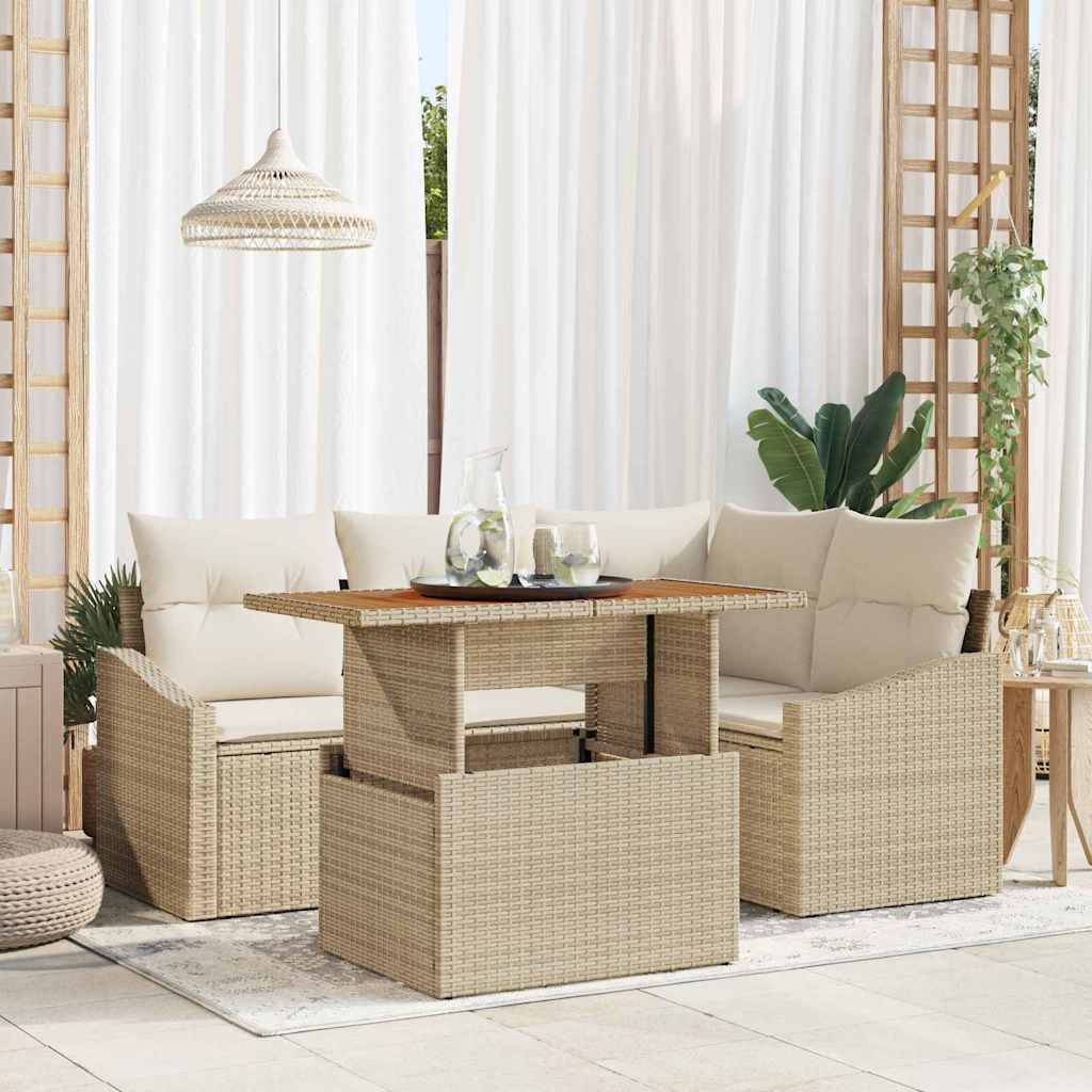 Gartensofa-set 5 Stk. Beige und Creme
