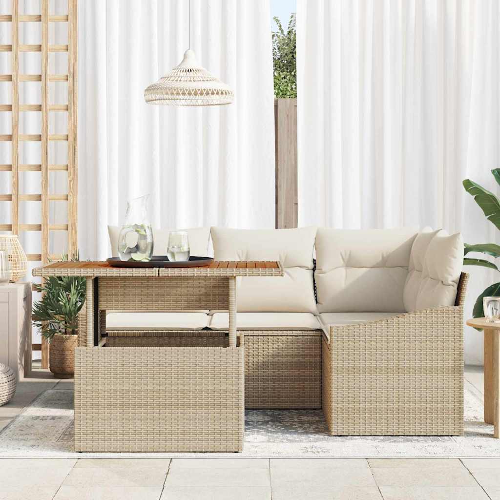 Gartensofa-set 5 Stk. Beige und Creme