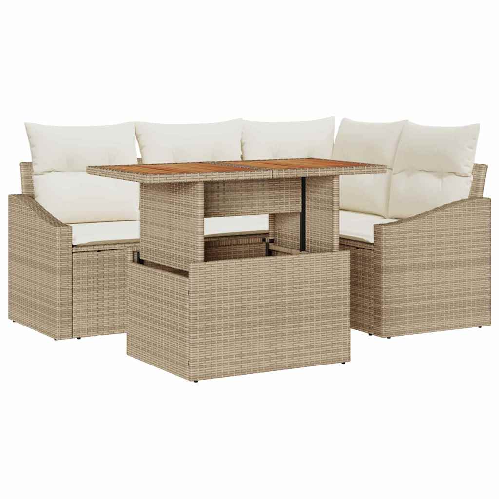 Gartensofa-set 5 Stk. Beige und Creme