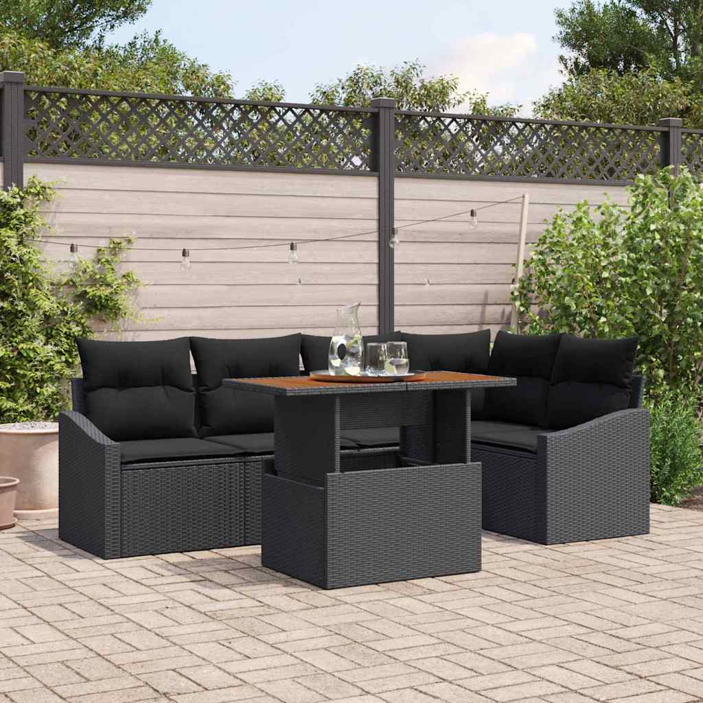 Gartensofa-set 6 Stk. Schwarz und Braun