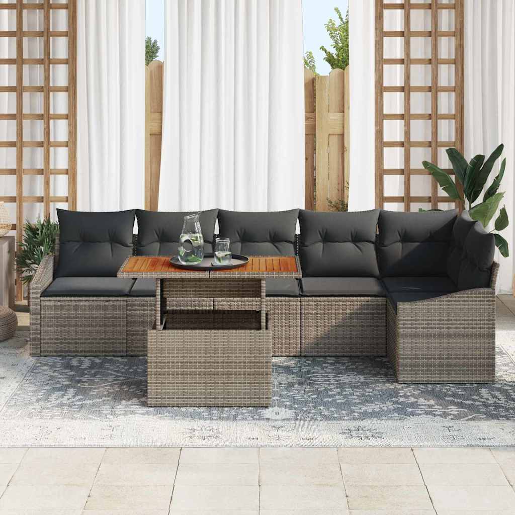 Garten Essgruppe mit Kissen 7 pcs Grau und Braun