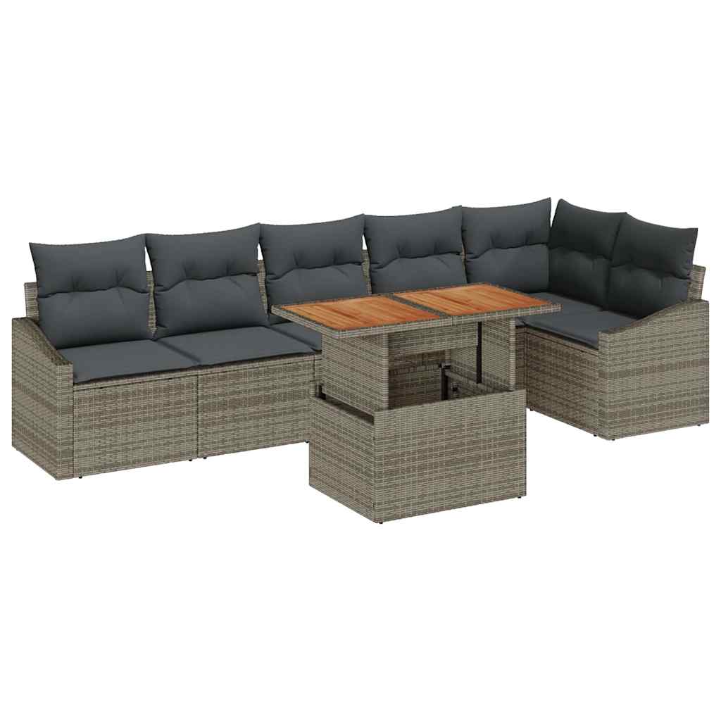 Garten Essgruppe mit Kissen 7 pcs Grau und Braun