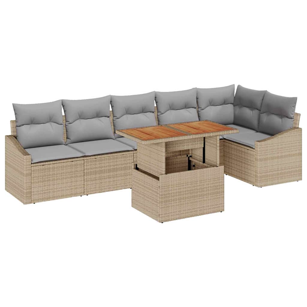 Garten Essgruppe mit Kissen 7 pcs Beige und Grau