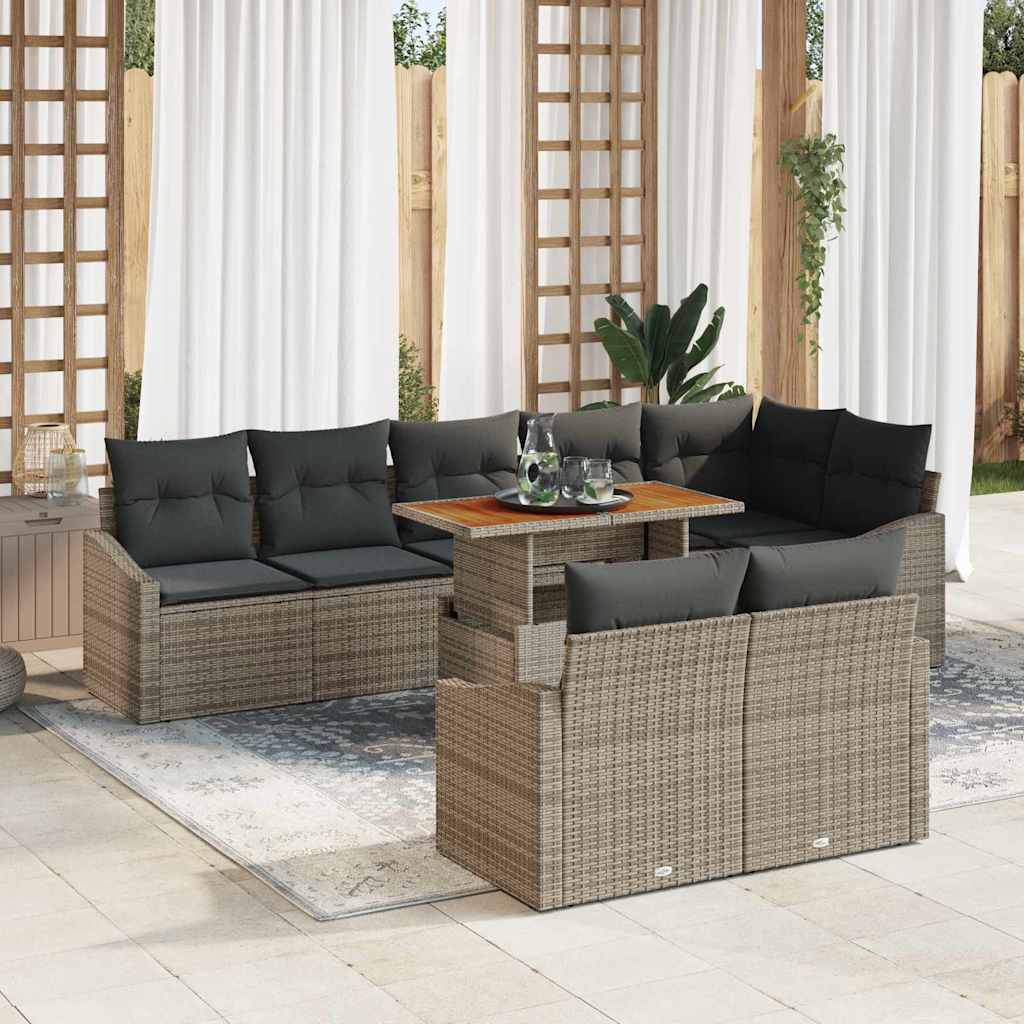 Garten-Sofa-Set 9 stk. Grau und Braun