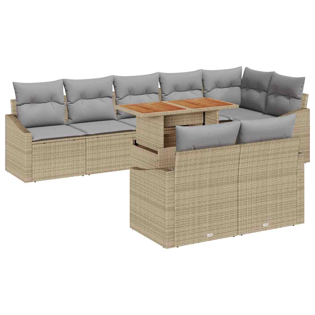 Garten-Sofa-Set mit Kissen mit Kissen 9 pcs Beige und Grau