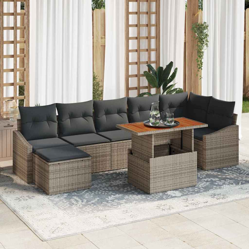 Gartensofa-set 8 Stk. Grau und Braun