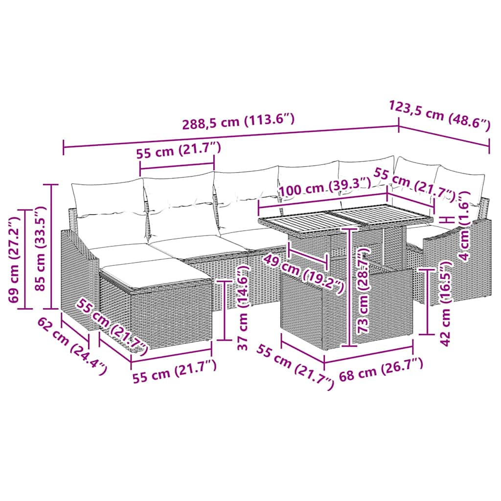 Gartensofa-set 8 stk. Schwarz und Braun