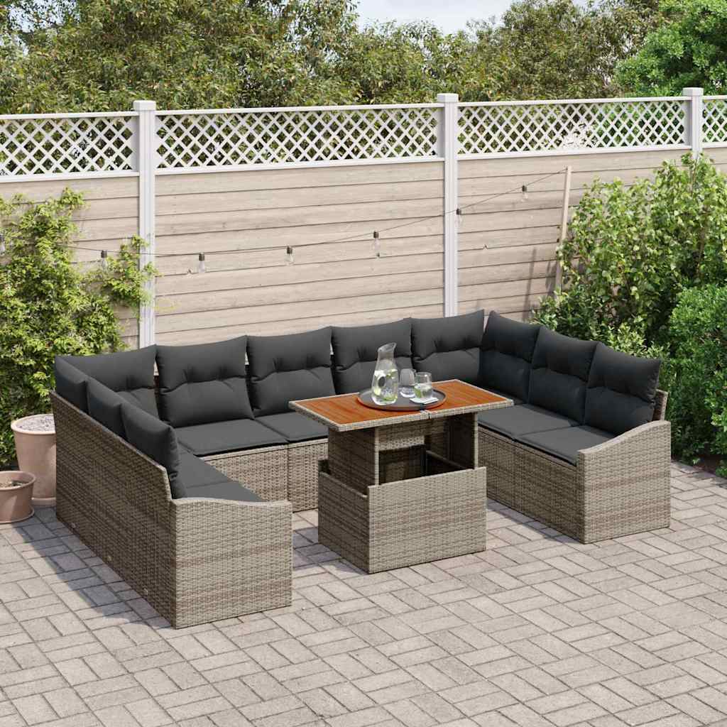 Garten Essgruppe mit Kissen 10 pcs Grau und Braun