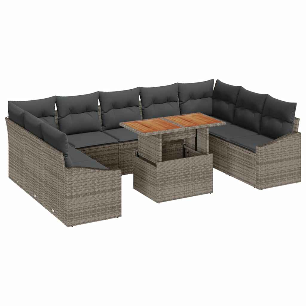Garten Essgruppe mit Kissen 10 pcs Grau und Braun