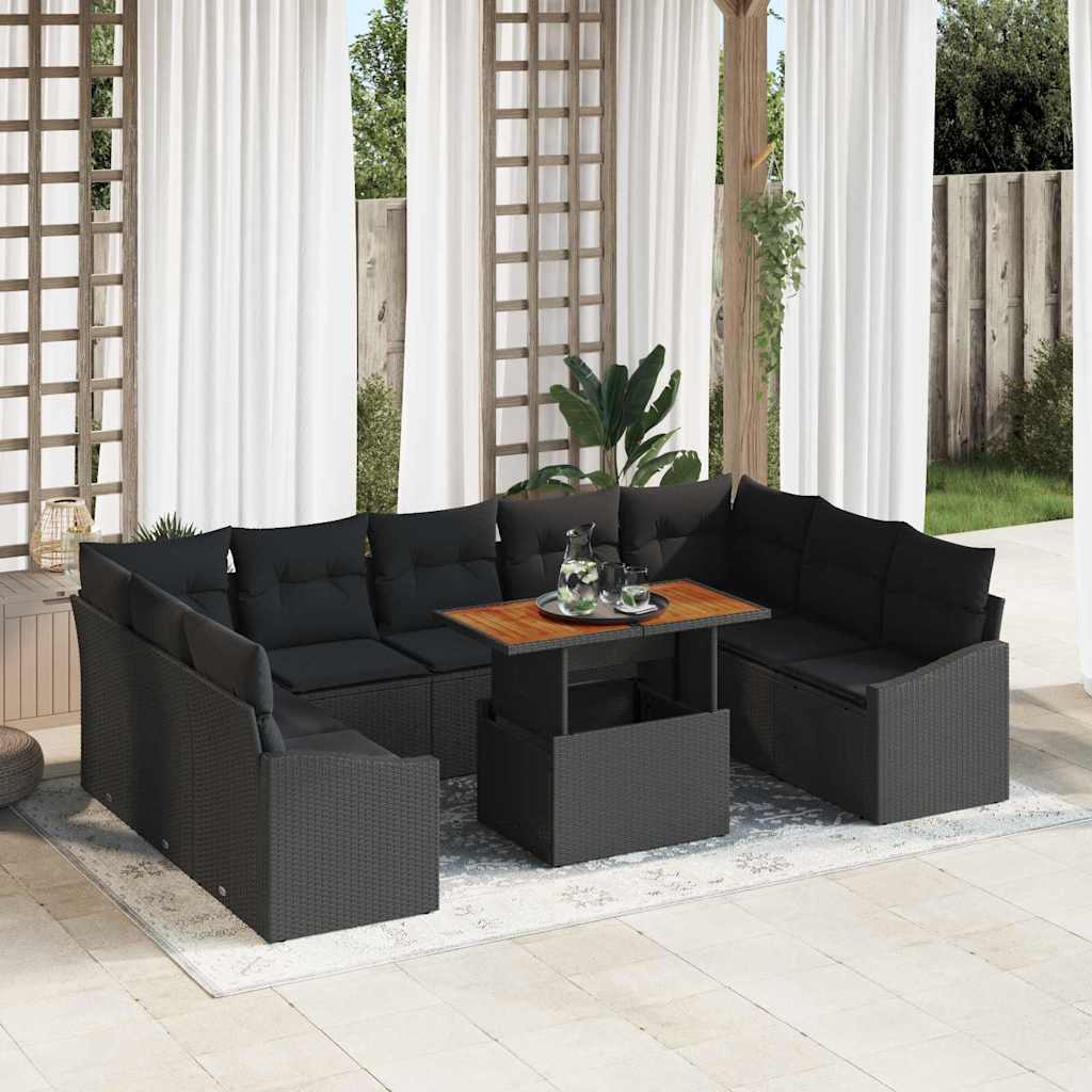 Gartensofa-set 10 Stk. Schwarz und Braun