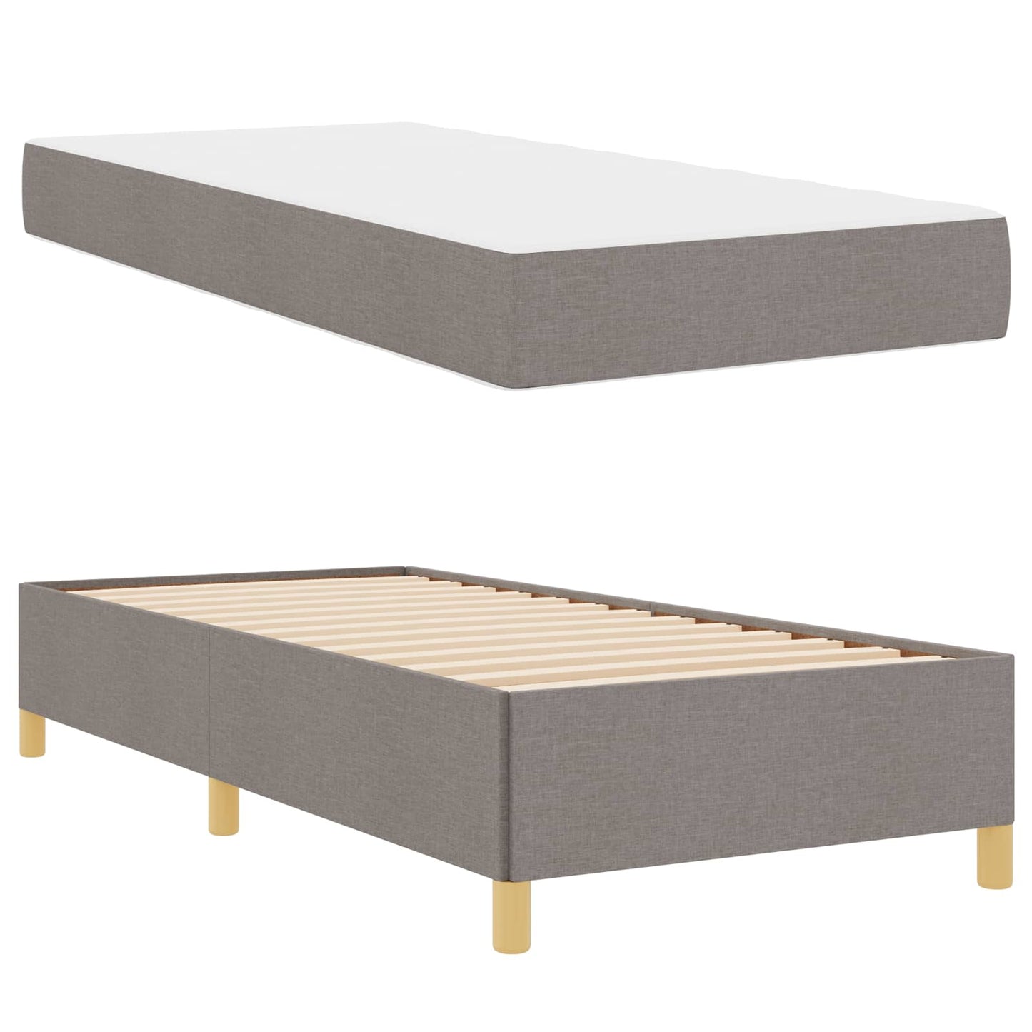 Bettrahmen mit Matratze Taupe 90 x 200 cm Stoff