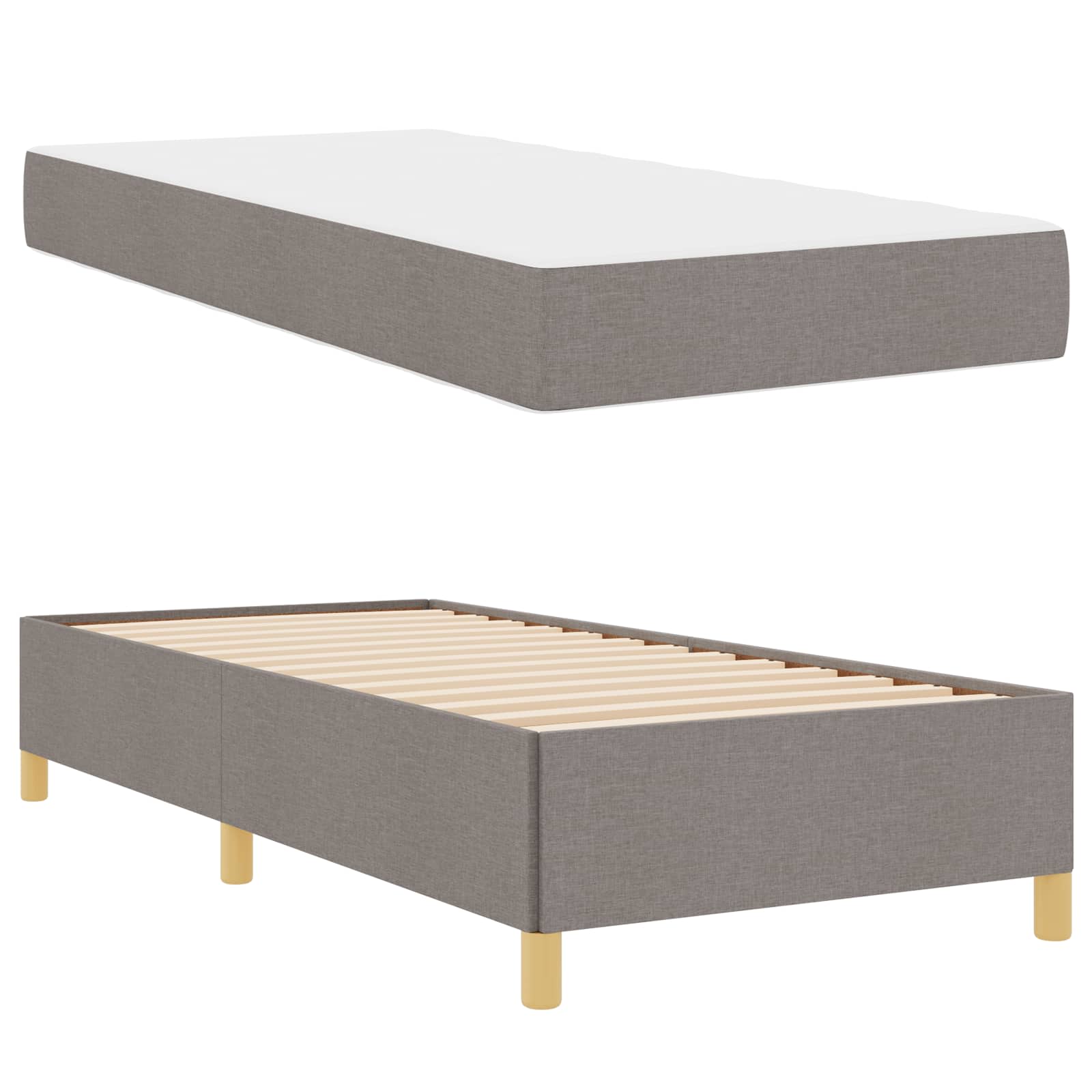 Bettrahmen mit Matratze Taupe 90 x 200 cm Stoff