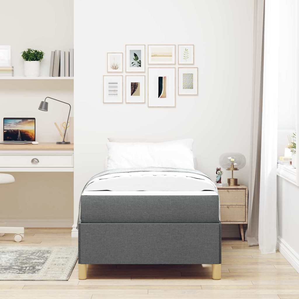 Boxspringbett mit Matratze Dunkelgrau 100 x 200 cm Stoff