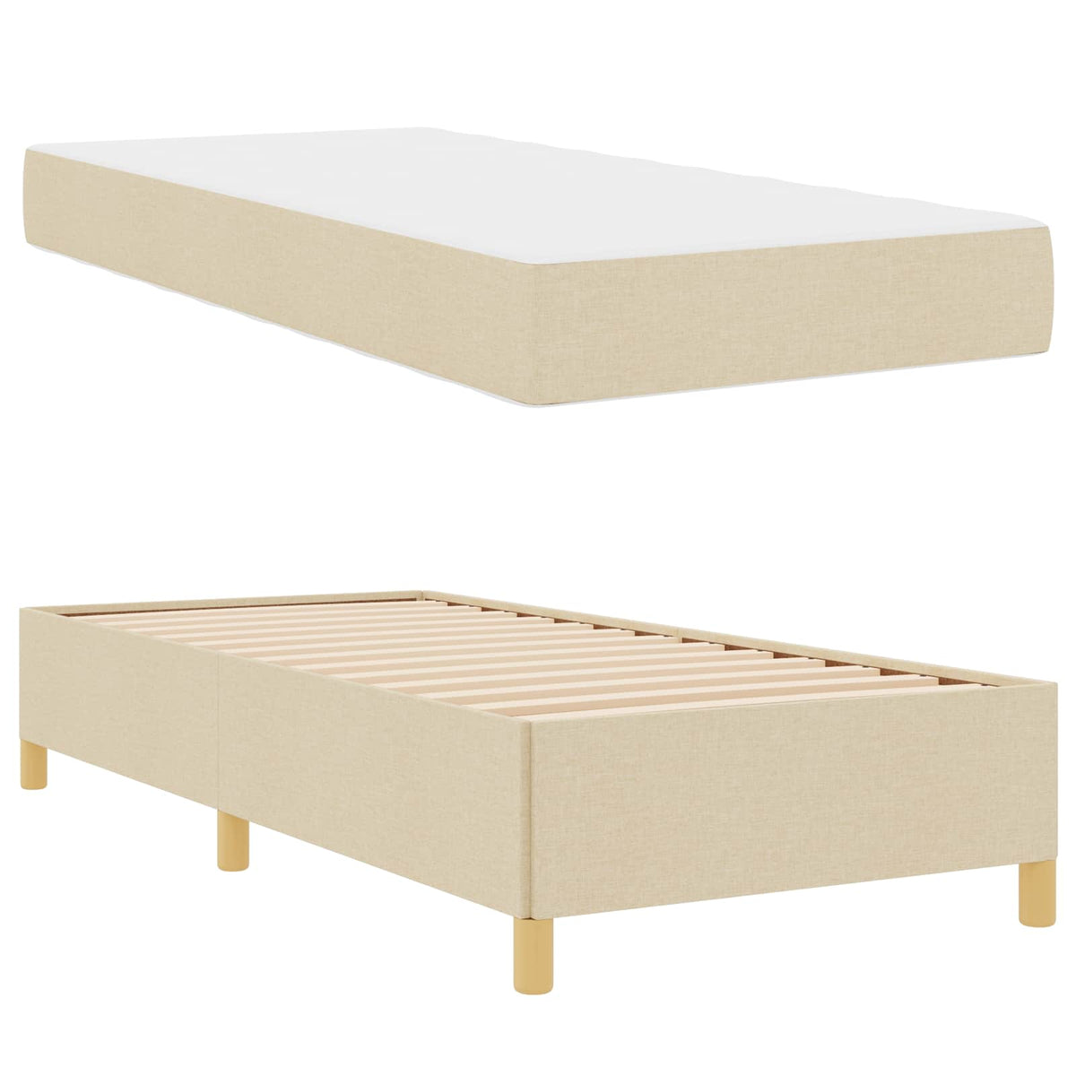 Bettrahmen Creme 100 x 200 cm Stoff