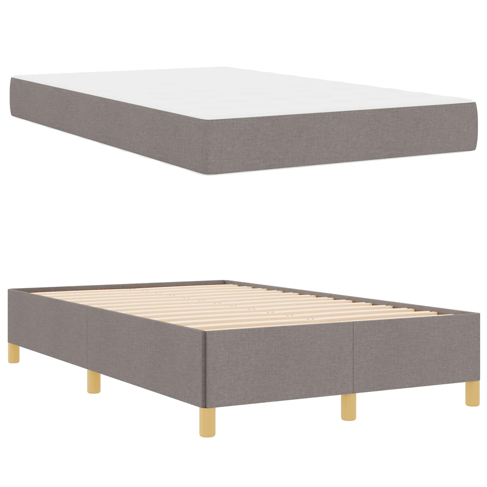 Bettrahmen mit Matratze Taupe 120 x 200 cm Stoff