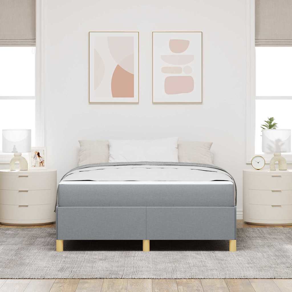 Boxspringbett Hellgrau und Weiß und Hellgrau 140 x 190 cm Stoff