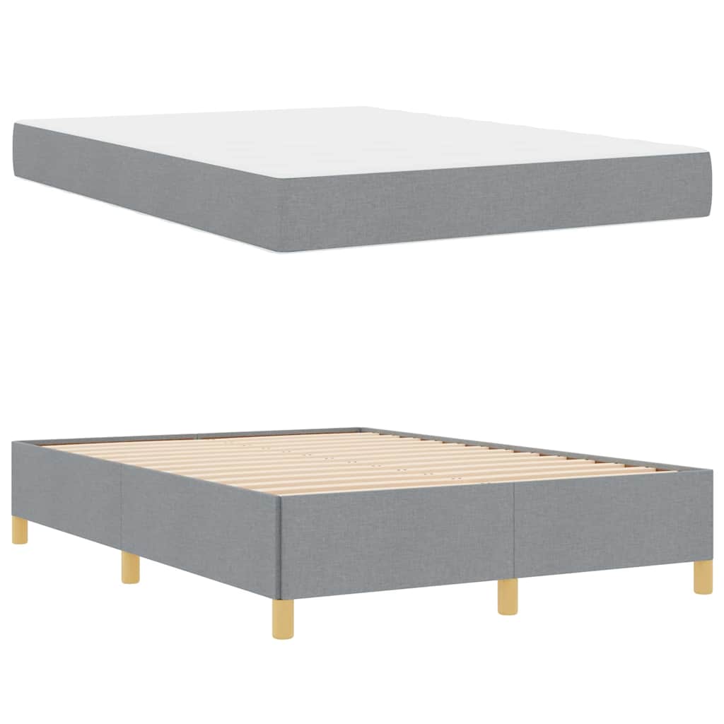 Boxspringbett Hellgrau und Weiß und Hellgrau 140 x 190 cm Stoff