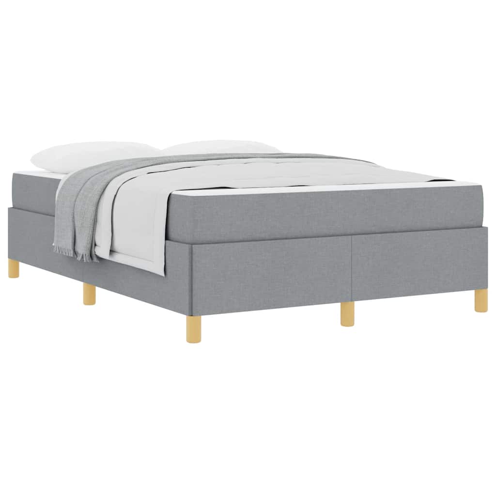 Boxspringbett Hellgrau und Weiß und Hellgrau 140 x 190 cm Stoff