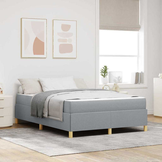 Boxspringbett Hellgrau und Weiß und Hellgrau 140 x 200 cm Stoff