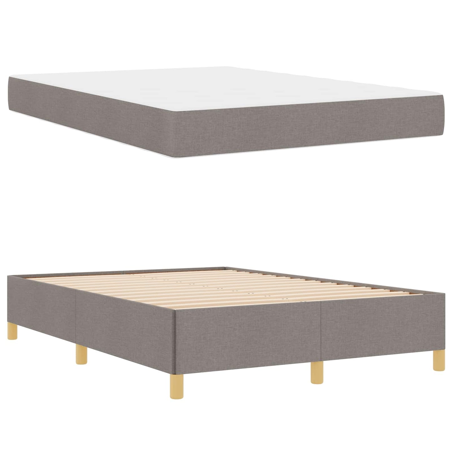 Bettrahmen mit Matratze Taupe 140 x 200 cm Stoff