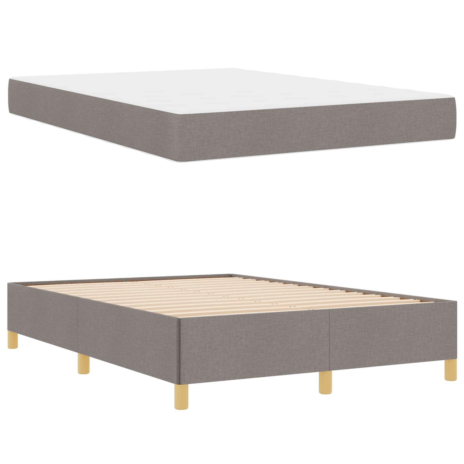 Bettrahmen mit Matratze Taupe 140 x 200 cm Stoff