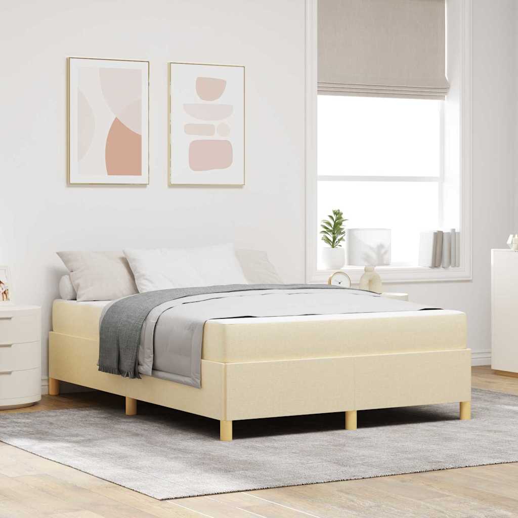 Bettrahmen Creme 140 x 200 cm Stoff