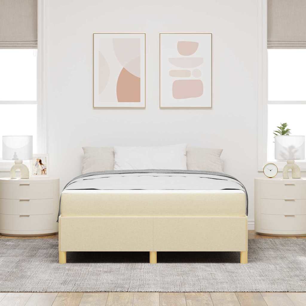 Bettrahmen Creme 140 x 200 cm Stoff