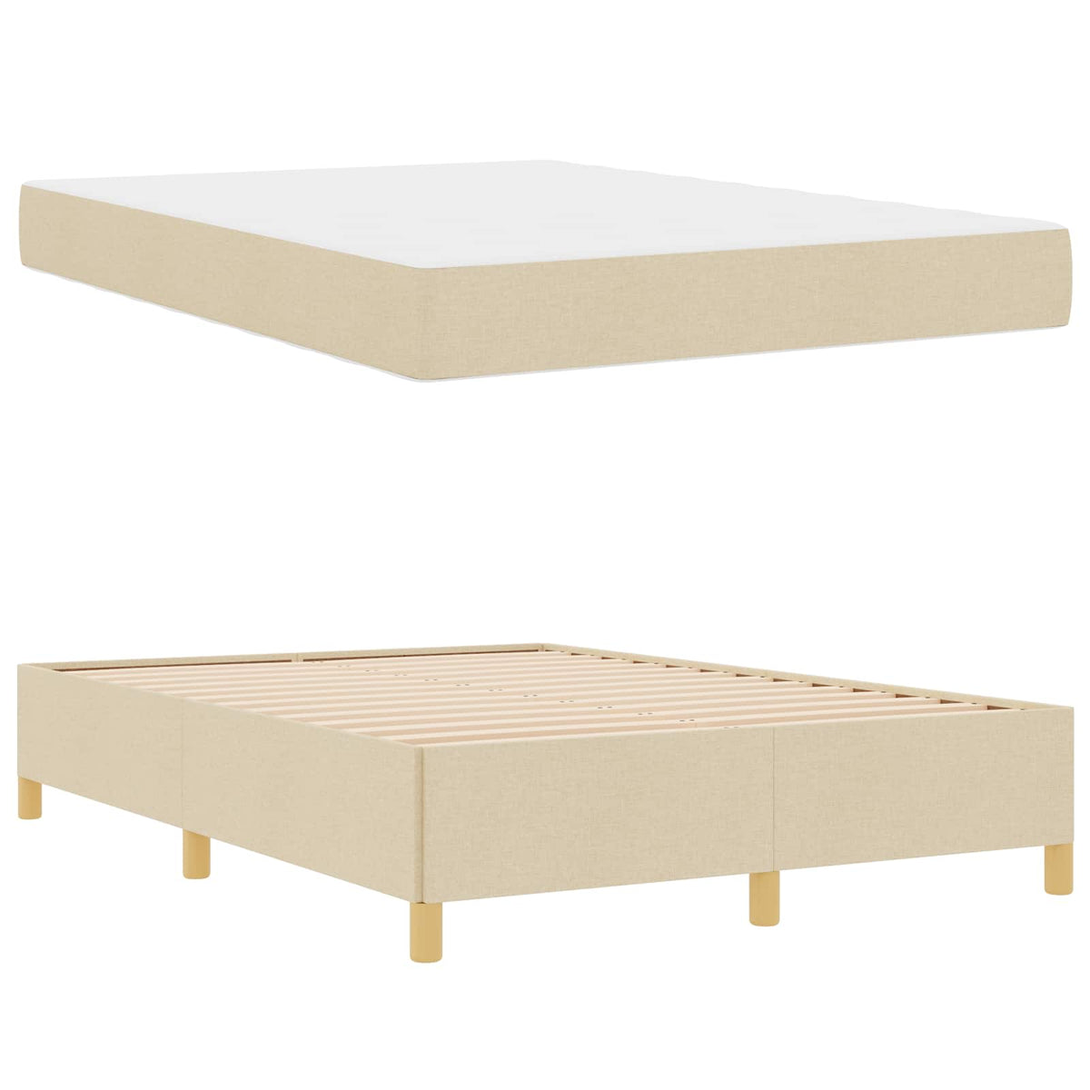 Bettrahmen Creme 140 x 200 cm Stoff