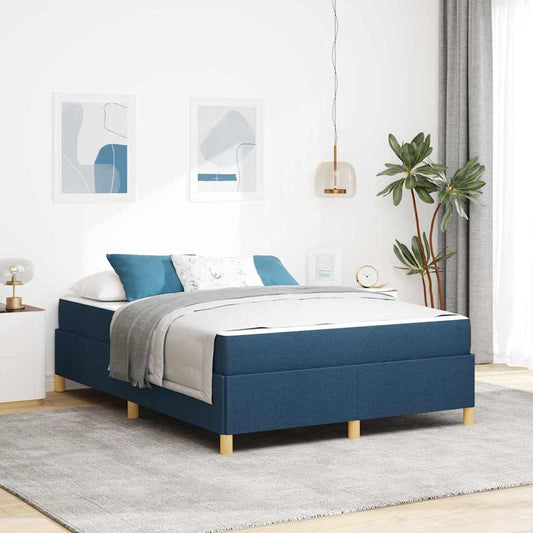 Boxspringbett Blau und Marine und Weiß 140 x 200 cm Stoff