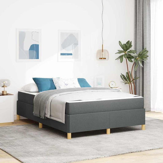 Boxspringbett Dunkelgrau und Weiß 160 x 200 cm Stoff