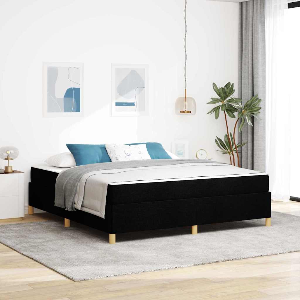 Boxspringbett Schwarz und Weiß und Schwarz 180 x 200 cm Stoff